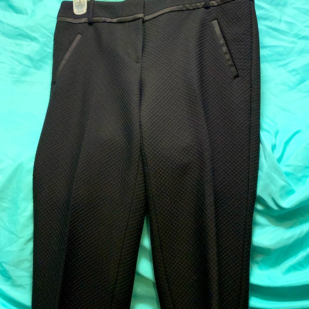 LOFT Exquisite Black Pants size 10 embedded diamond fabric, with satin pockets